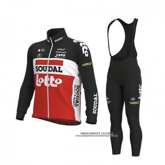 2020 Abbigliamento Ciclismo Lotto Soudal Nero Bianco Rosso Manica Lunga e Salopette