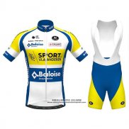 2020 Abbigliamento Ciclismo Sport Vlaanderen-Baloise Bianco Giallo Blu Manica Corta e Salopette