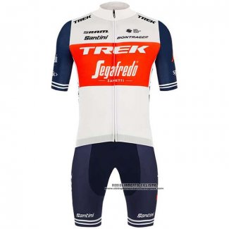 2020 Abbigliamento Ciclismo Trek Segafredo Bianco Scuro Blu Manica Corta e Salopette