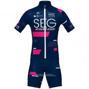 2021 Abbigliamento Ciclismo SEG Racing Academy Spento Blu Fuxia Manica Corta e Salopette