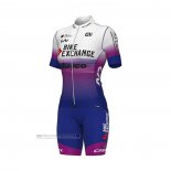 2022 Abbigliamento Ciclismo Donne Bike Exchange Blu Viola Manica Corta e Salopette