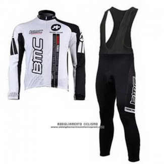 2010 Abbigliamento Ciclismo BMC Bianco Manica Lunga e Salopette