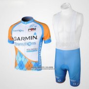 2010 Abbigliamento Ciclismo Garmin Transtions Celeste Manica Corta e Salopette