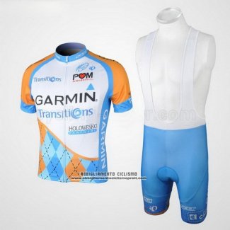 2010 Abbigliamento Ciclismo Garmin Transtions Celeste Manica Corta e Salopette