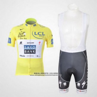 2010 Abbigliamento Ciclismo Saxobank Lider Giallo Manica Corta e Salopette