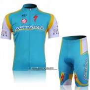 2011 Abbigliamento Ciclismo Astana Celeste Manica Corta e Salopette