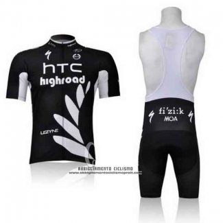 2011 Abbigliamento Ciclismo HTC Highroad Nero e Bianco Manica Corta e Salopette