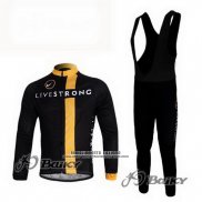 2011 Abbigliamento Ciclismo Livestrong Nero e Giallo Manica Lunga e Salopette