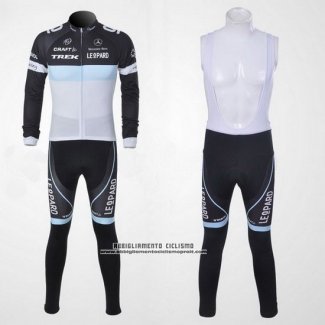 2011 Abbigliamento Ciclismo Trek Leqpard Nero e Celeste Manica Lunga e Salopette