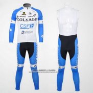 2012 Abbigliamento Ciclismo Colnago Celeste e Bianco Manica Lunga e Salopette