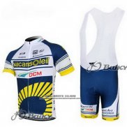 2012 Abbigliamento Ciclismo Vacansoleil Giallo e Blu Manica Corta e Salopette