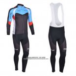 2013 Abbigliamento Ciclismo Nalini Nero e Celeste Manica Lunga e Salopette