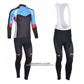 2013 Abbigliamento Ciclismo Nalini Nero e Celeste Manica Lunga e Salopette