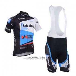 2013 Abbigliamento Ciclismo Stolting Nero e Celeste Manica Corta e Salopette