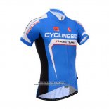 2014 Abbigliamento Ciclismo Fox Cyclingbox Blu e Bianco Manica Corta e Salopette