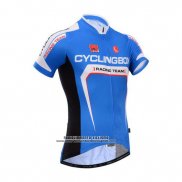 2014 Abbigliamento Ciclismo Fox Cyclingbox Blu e Bianco Manica Corta e Salopette