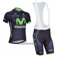 2014 Abbigliamento Ciclismo Movistar Nero Manica Corta e Salopette