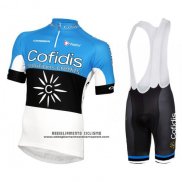 2016 Abbigliamento Ciclismo Cofidis Celeste e Nero Manica Corta e Salopette