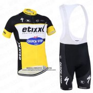 2016 Abbigliamento Ciclismo Etixx Quick Step Nero e Giallo Manica Corta e Salopette