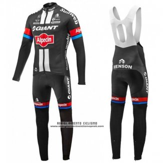 2016 Abbigliamento Ciclismo Giant Alpecin Nero e Rosso Manica Lunga e Salopette