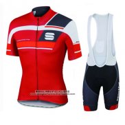 2016 Abbigliamento Ciclismo Sportful Nero e Rosso Manica Corta e Salopette