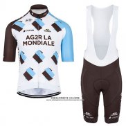 2017 Abbigliamento Ciclismo Ag2r Marrone e Bianco Manica Corta e Salopette