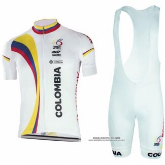 2017 Abbigliamento Ciclismo Colombia Bianco Manica Corta e Salopette