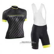 2017 Abbigliamento Ciclismo Donne Northwave Nero e Giallo Manica Corta e Salopette