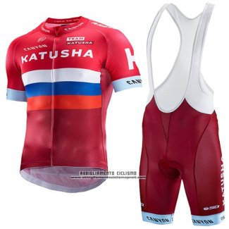 2017 Abbigliamento Ciclismo Katusha Rosso e Bianco Manica Corta e Salopette