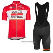 2017 Abbigliamento Ciclismo Lotto Soudal Rosso Manica Corta e Salopette