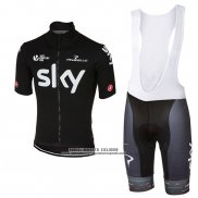 2017 Abbigliamento Ciclismo Sky Scuro Nero Manica Corta e Salopette