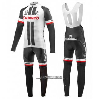 2017 Abbigliamento Ciclismo Sunweb Bianco Manica Lunga e Salopette