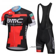 2018 Abbigliamento Ciclismo BMC Rosso Nero Manica Corta e Salopette