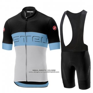 2019 Abbigliamento Ciclismo Castelli Prologo 6 Nero Celeste Bianco Manica Corta e Salopette