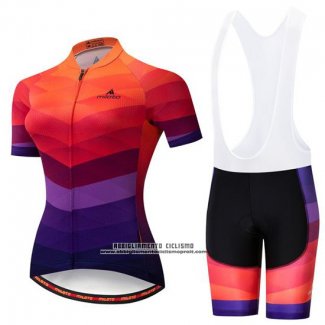 2019 Abbigliamento Ciclismo Donne Miloto Arancione Viola Manica Corta e Salopette