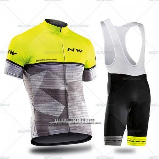 2019 Abbigliamento Ciclismo Northwave Grigio Giallo Manica Corta e Salopette