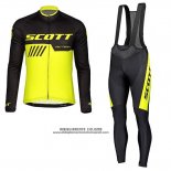 2019 Abbigliamento Ciclismo Scott Nero Giallo Manica Lunga e Salopette