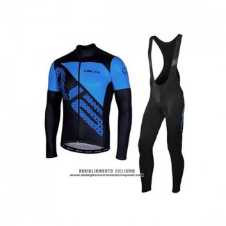 2020 Abbigliamento Ciclismo Nalini Nero Blu Manica Lunga e Salopette