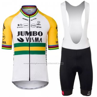 2022 Abbigliamento Ciclismo Jumbo Visma Giallo Verde Manica Corta e Salopette