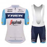 2023 Abbigliamento Ciclismo Donne Trek Bianco Azzurro Manica Corta e Salopette