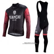 Abbigliamento Ciclismo Bianchi Milano Petroso Nero Rosso Manica Lunga e Salopette