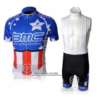 2010 Abbigliamento Ciclismo BMC Campione Stati Uniti Blu Manica Corta e Salopette