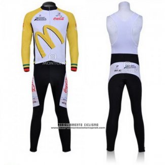 2011 Abbigliamento Ciclismo McDonalds Bianco e Giallo Manica Lunga e Salopette