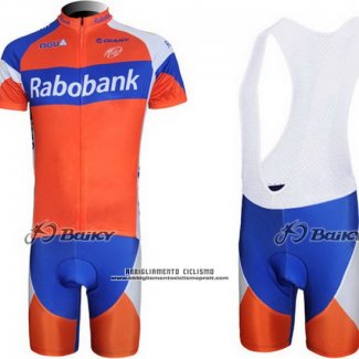 2011 Abbigliamento Ciclismo Rabobank Blu e Arancione Manica Corta e Salopette