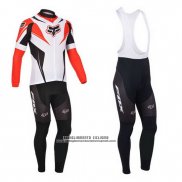 2013 Abbigliamento Ciclismo Fox Bianco e Rosso Manica Lunga e Salopette