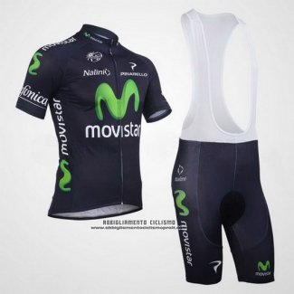 2013 Abbigliamento Ciclismo Movistar Nero Manica Corta e Salopette