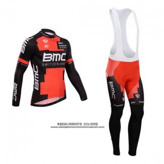 2014 Abbigliamento Ciclismo BMC Nero e Rosso Manica Lunga e Salopette