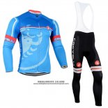 2014 Abbigliamento Ciclismo Castelli Rosso Celeste Manica Lunga e Salopette