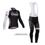 2014 Abbigliamento Ciclismo Trek Factory Racing Nero e Bianco Manica Lunga e Salopette