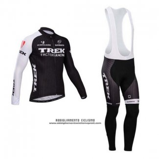 2014 Abbigliamento Ciclismo Trek Factory Racing Nero e Bianco Manica Lunga e Salopette